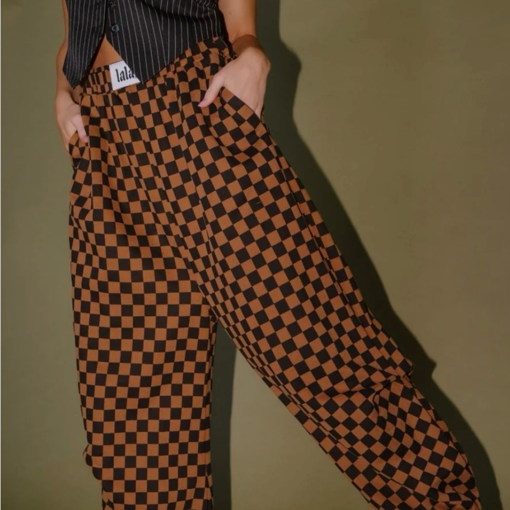 Dressed in LALA Checkered Black and Brown Pants